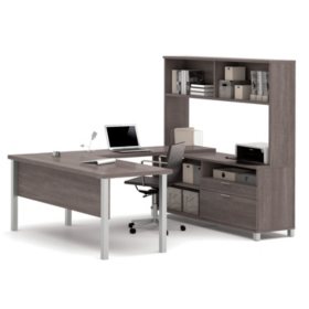 Bestar Pro Linea Officepro 120000 U Shaped Desk With Hutch Select