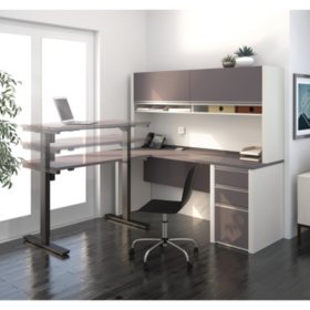 Bestar Connexion Officepro 93000 L Shaped Desk With Hutch And