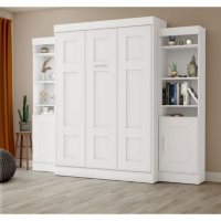 Edge by Bestar Wall Bed with Two Storage Units, White