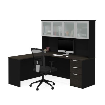 Bestar Pro Concept Plus L Desk With Frosted Glass Door Hutch Select Color Sam S Club