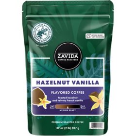 Zavida Coffee Whole Bean Coffee, Hazelnut Vanilla, 32 oz.