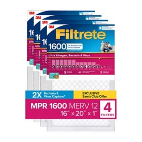 Filtrete Ultra Allergen Bacteria and Virus Filter, 1600 MPR (4 pk)