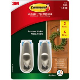 Command Outdoor Medium Metal Hooks Club Pack, 2 Hooks, 4 Strips