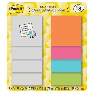 Post-it® Transparent Notes, Assorted Colors - Sam's Club