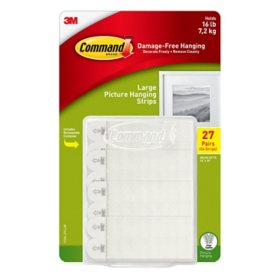 Command Large Picture Hanging Strips, White 27 Pairs/Pack