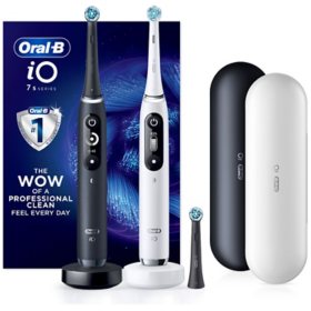 Oral-B iO Series 7s Electric Toothbrush, Black Onyx and White Alabaster 2 pk., 3 Brush Heads