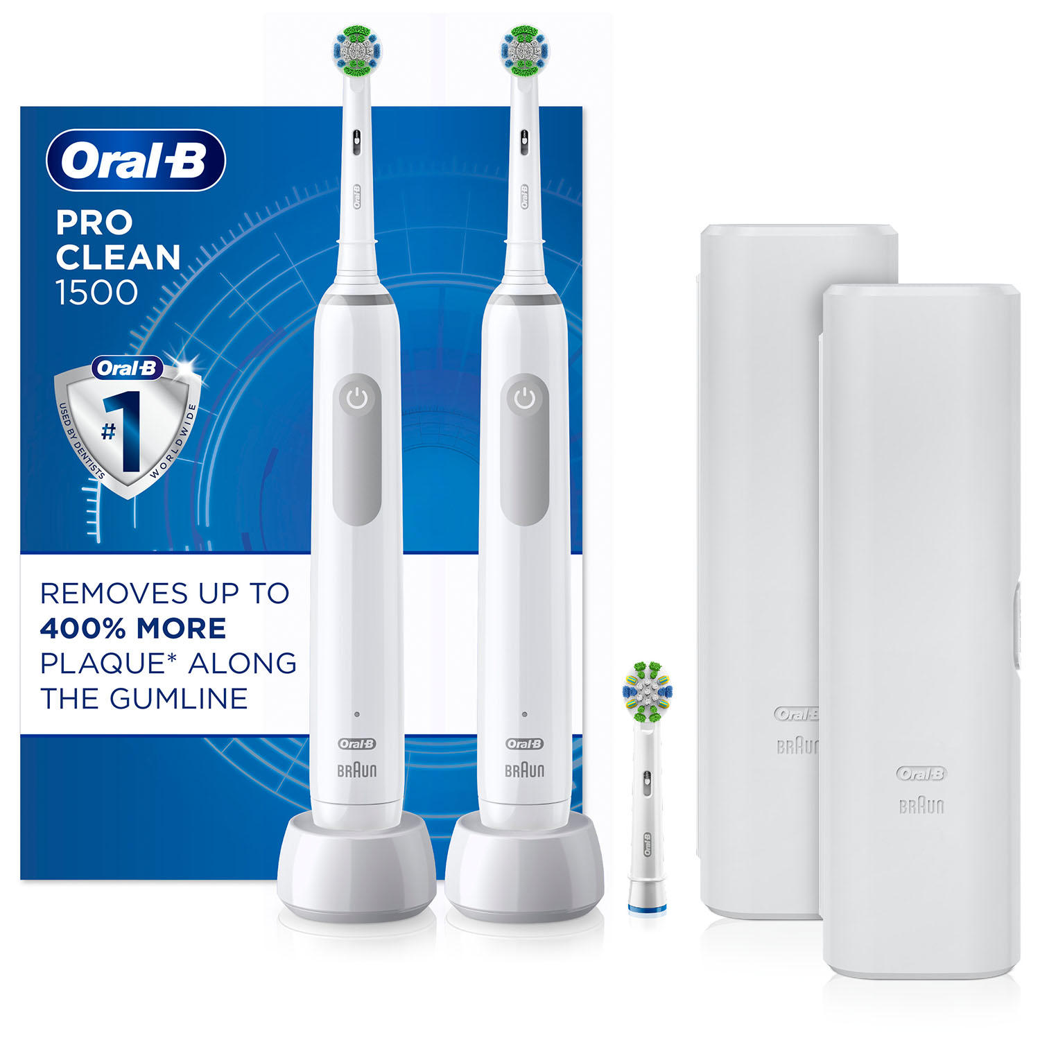 Oral-B Pro Clean 1500 Rechargeable Electric Toothbrush, White (2 pk.) $49.98