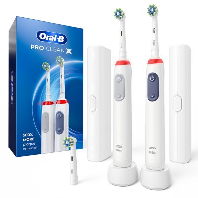 Oral-B Pro Clean X Rechargeable Toothbrush (2 Pack + 3 Brush Heads)