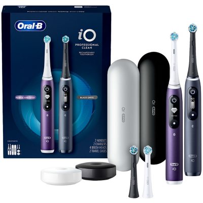 Oral-B Io Series 7 Electric Toothbrush, Purple Amethyst And Black Onyx (2  Pk., 4 Brush Heads) - Sam'S Club