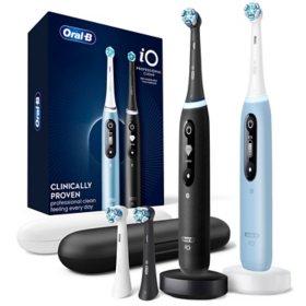 Oral-B iO Series 7 Electric Toothbrush, Black Onyx & Aquamarine, 4 Brush Heads, 2 pk.