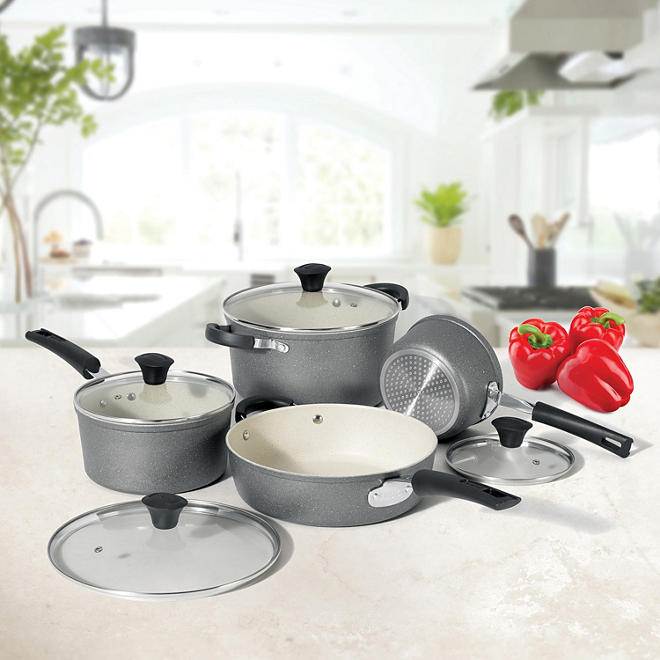 THE ROCK by Starfrit 8-Piece Cookware Set with Ceramic Coating