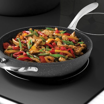 Member's Mark Frying Pan with Lid Nonstick 12-inch Large Stainless-steel  Nice
