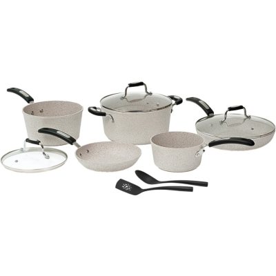 The Rock by Starfrit 10-piece Cookware Set With Bakelite Handles (Sand) -  Sam's Club
