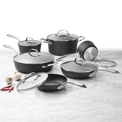 The Rock by Starfrit 12-Piece Space-Saving Set with T-Lock Detachable Handles