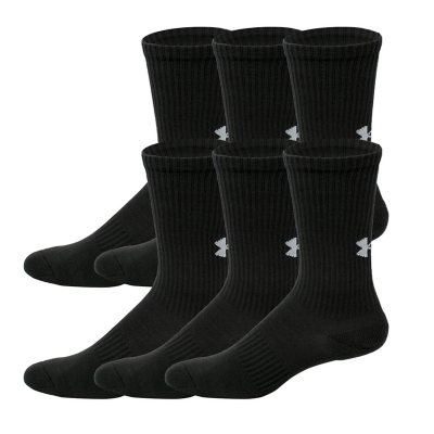 Under Armour 6-Pack Crew Sock - BLACK L:- L, Black