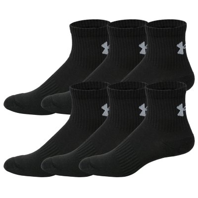 Under Armour 6-Pack Quarter Sock - BLACK L:- L, Black