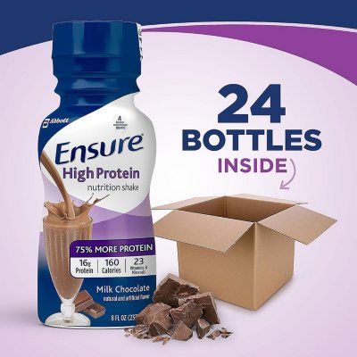 Ensure High Protein Meal Replacement Shakes, Low Fat Milk Chocolate (8 fl.  oz., 24 ct.) - Sam's Club