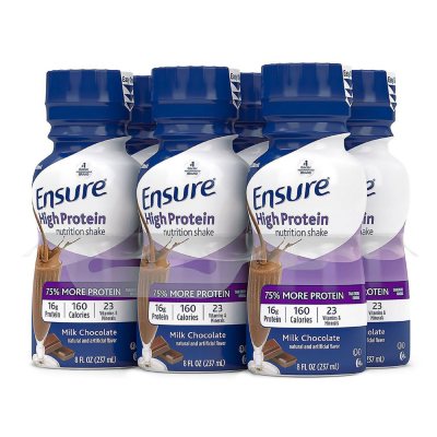 Ensure High Protein Meal Replacement Shakes, Low Fat Milk Chocolate (8 fl.  oz., 24 ct.) - Sam's Club