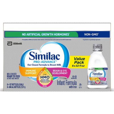 Similac Pro Advance Ready To Feed Infant Formula With 2 Fl Human Milk Oligosaccharide Hmo 32 Fl Oz 8 Pk Sam S Club