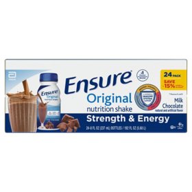 Ensure Original Nutrition Shake, Small Meal Replacement Shake, Milk Chocolate 8 fl. oz., 24 pk.