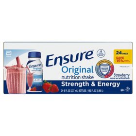 Ensure Original Nutrition Shake, Small Meal Replacement Shake, Strawberry 8 fl. oz., 24 ct.