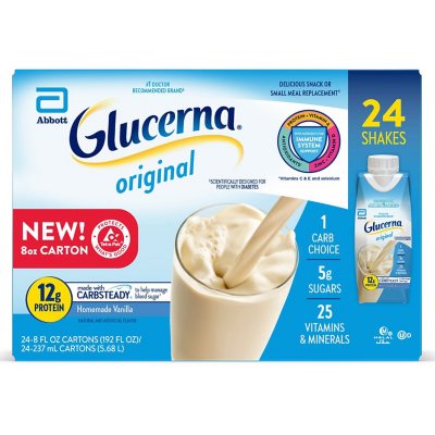 Glucerna Nutritional Shake, Homemade Vanilla (8 fl. oz., 24 pk.) - Sam's  Club