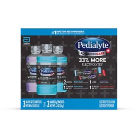 Pedialyte AdvancedCare Plus Electrolyte Solution (1 Liter - 3 ct. + 2 Powder Packets)