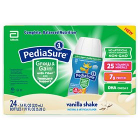 PediaSure Nutritional Grow & Gain Shake with Fiber and Immune Support, Vanilla (7.4 fl. oz., 24 pk.)