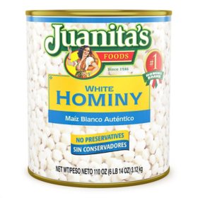Juanita's Foods Canned White Hominy, 110 oz.