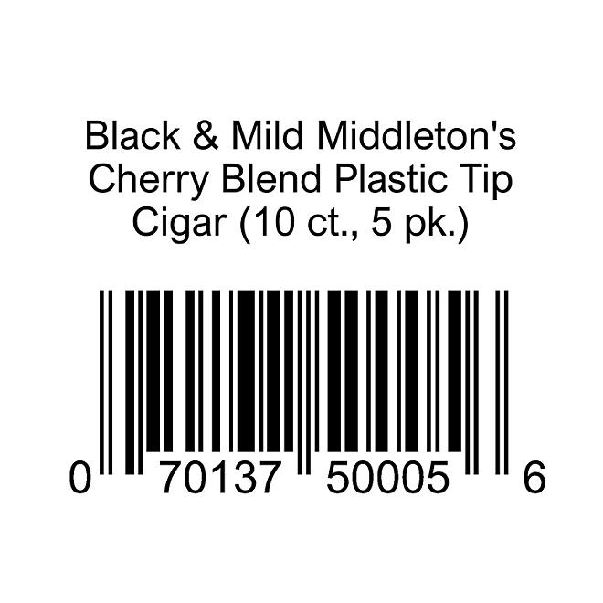 Black & Mild Middleton's Cherry Blend Plastic Tip Cigar 10 ct., 5 pk.