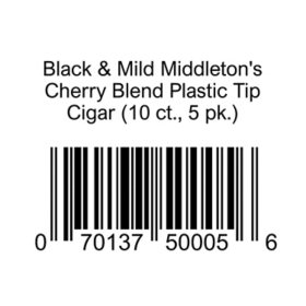 Black & Mild Middleton's Cherry Blend Plastic Tip Cigar 10 ct., 5 pk.