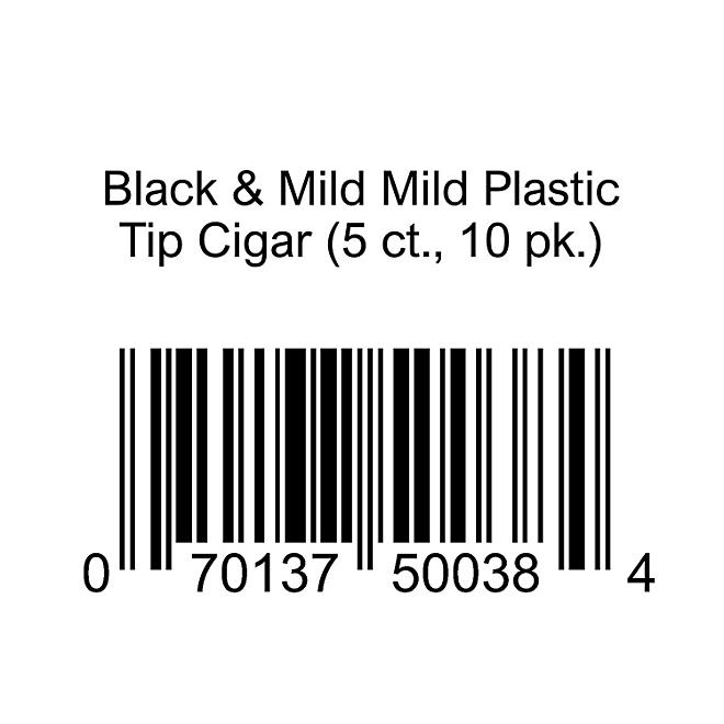 Black & Mild Mild Plastic Tip Cigar 5 ct., 10 pk.