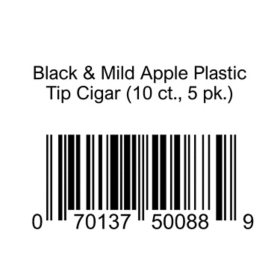 Black & Mild Apple Plastic Tip Cigar 10 ct., 5 pk.