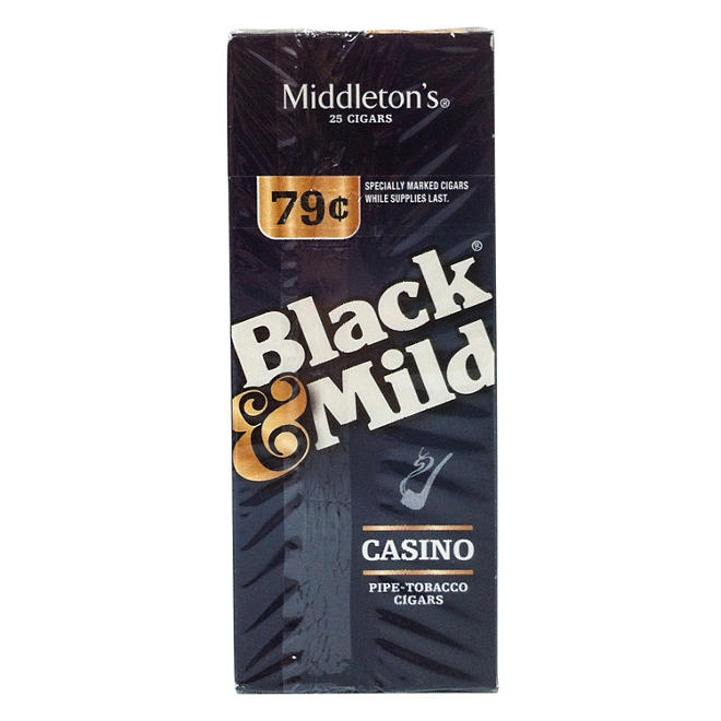 Black & Mild Casino Plastic Tip Cigar, Upright, Prepriced $0.79 (1 pk., 25 ct.)