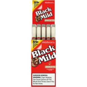 Black & Mild Upright Sweets Plastic Tip Cigars, Pre-Priced 1 for $0.89, 1 ct., 25 pk.