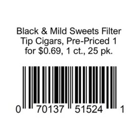 Black & Mild Sweets Filter Tip Cigars, Pre-Priced 1 for $0.69, 1 ct., 25 pk.