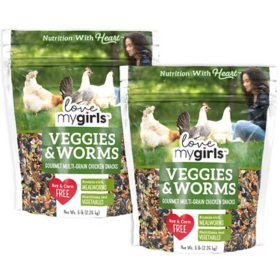 Love My Girls 2-pack Veggies & Worms 5lb Chicken Treat Bags