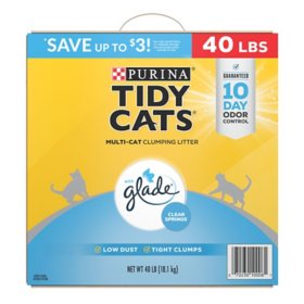 Purina Tidy Cats Multi-Cat Clumping Litter, Clear Springs Scent, 40 lbs.