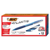 BIC Atlantis Original Retractable Ballpoint Pen, Medium, 1mm, Blue, 12pk.
