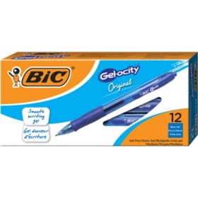BIC Gel-ocity Retractable Gel Pen, Blue Ink, .7mm, Medium, 12ct.