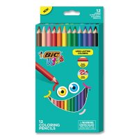 BIC Kids Jumbo Coloring Pencils, 1 mm, HB2 (#2), Assorted Lead, Assorted Barrel Colors, 12/Pack