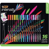 BIC Intensity Fineliner Marker Pen, Fine Point 0.4mm, Assort. Colors, 16-Count