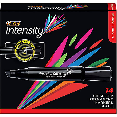 4 Count BIC Intensity Permanent Markers Chisel Tip Assorted Colors 