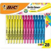 BIC Brite Liner Pocket Highlighter, Chisel Tip, Assorted Colors, 28-Count