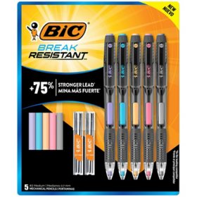 BIC Break-Resistant No. 2 Mechanical Pencils with Erasers, 5-Count Pack