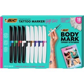 BIC BodyMark Temporary Tattoo Kit, 9 Markers, 5 Stencil Sheets and 1 Inspiration Book