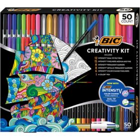 BIC Ultimate Creativity Kit, 50 count (Markers, Fineliners, Color Change, Dual Tip and 4-Color)
