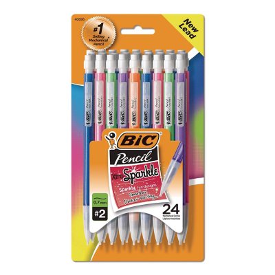 Bic Xtra Sparkle Mechanical Pencils, .7mm, Assorted Colors, 24pk.