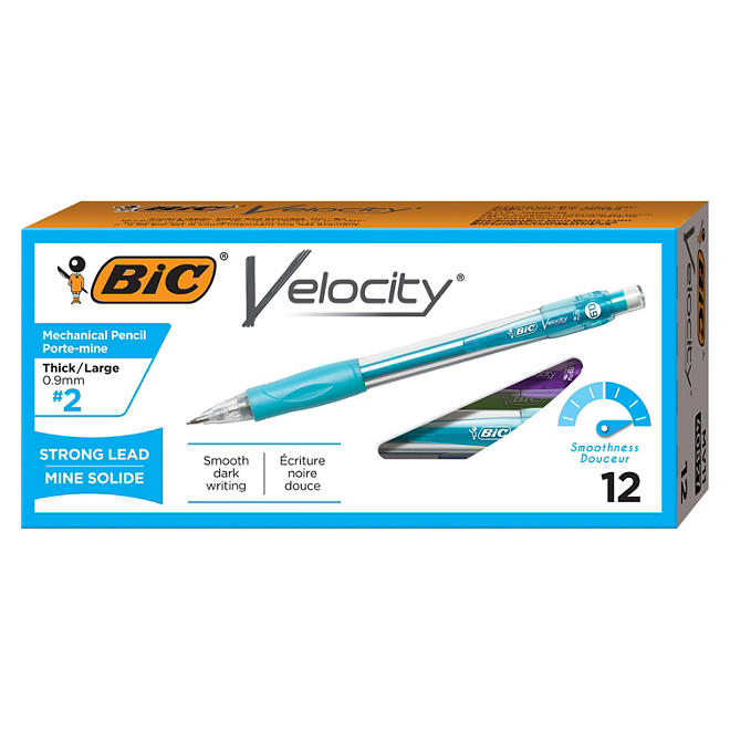 BIC Velocity Original Mechanical Pencil, .9mm, Turquoise, 12pk.