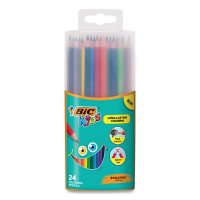 BIC Kids Coloring Pencils in Plastic Case, 0.7 mm, HB2 (#2), Assorted Lead, Assorted Barrel Colors, 24/Pack